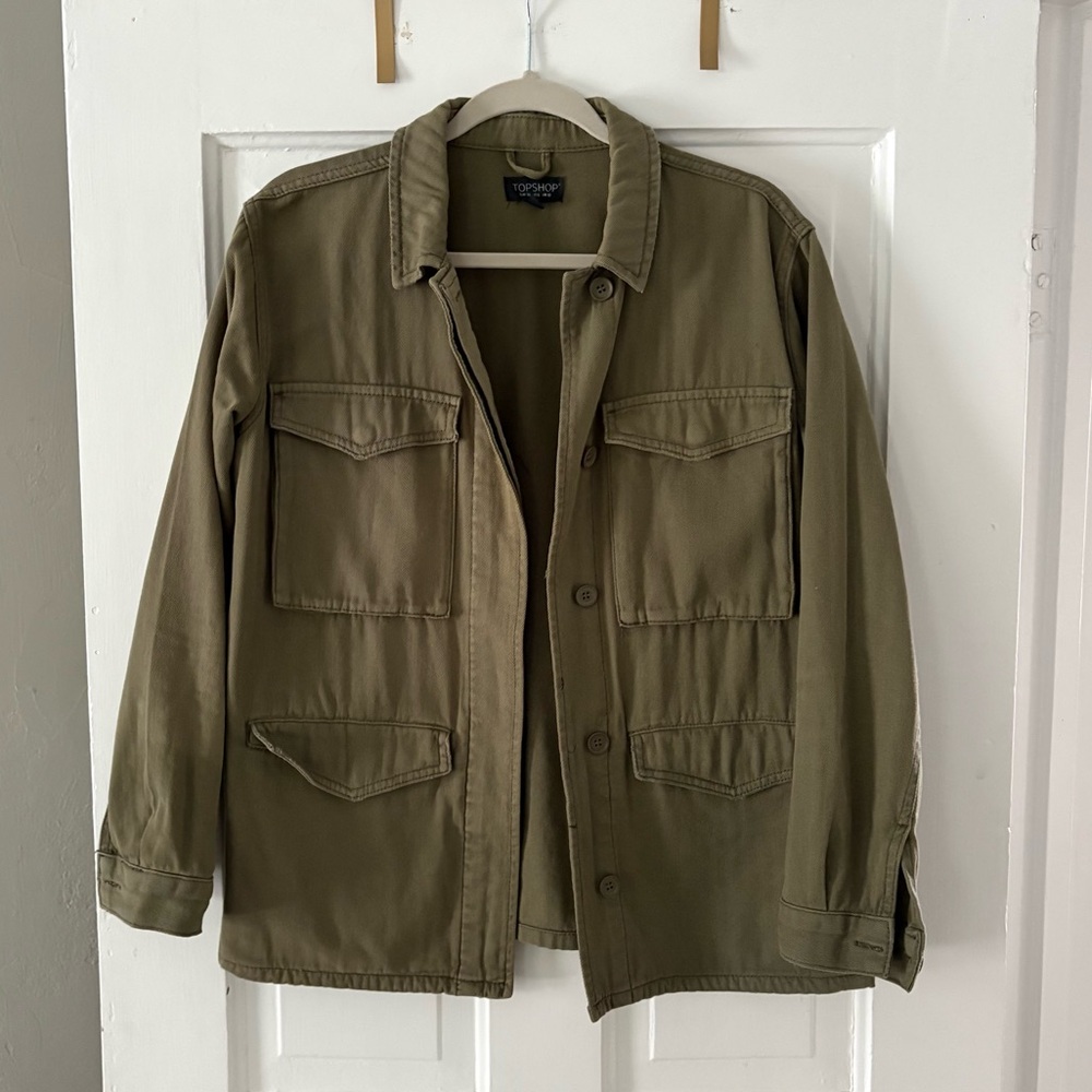 Topshop Green Military Jacket Size US 6